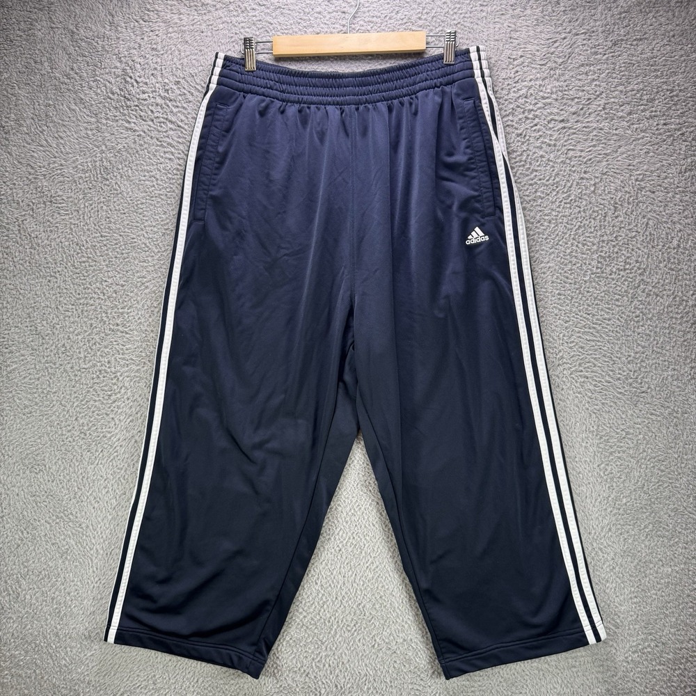 Adidas Breakaway Snap Pants Mens XL Blue Trefoil Striped Baggy Hemmed 36x24